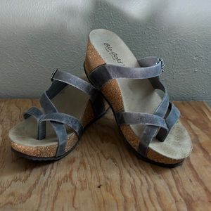 BIO-GOLD leather wedge slip ons